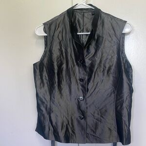 Tahari silky vest sleeveless blouse - slate grey.  Holiday.  Steampunk.  Medium